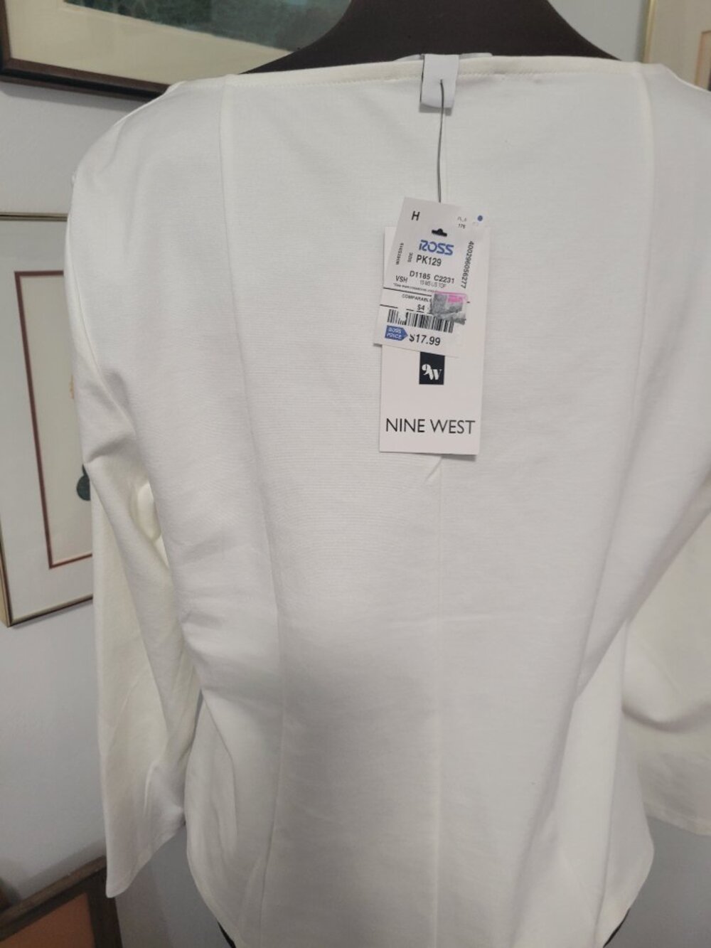 NWT Nine West Cream Square Neck Top - Picture 2 of 5